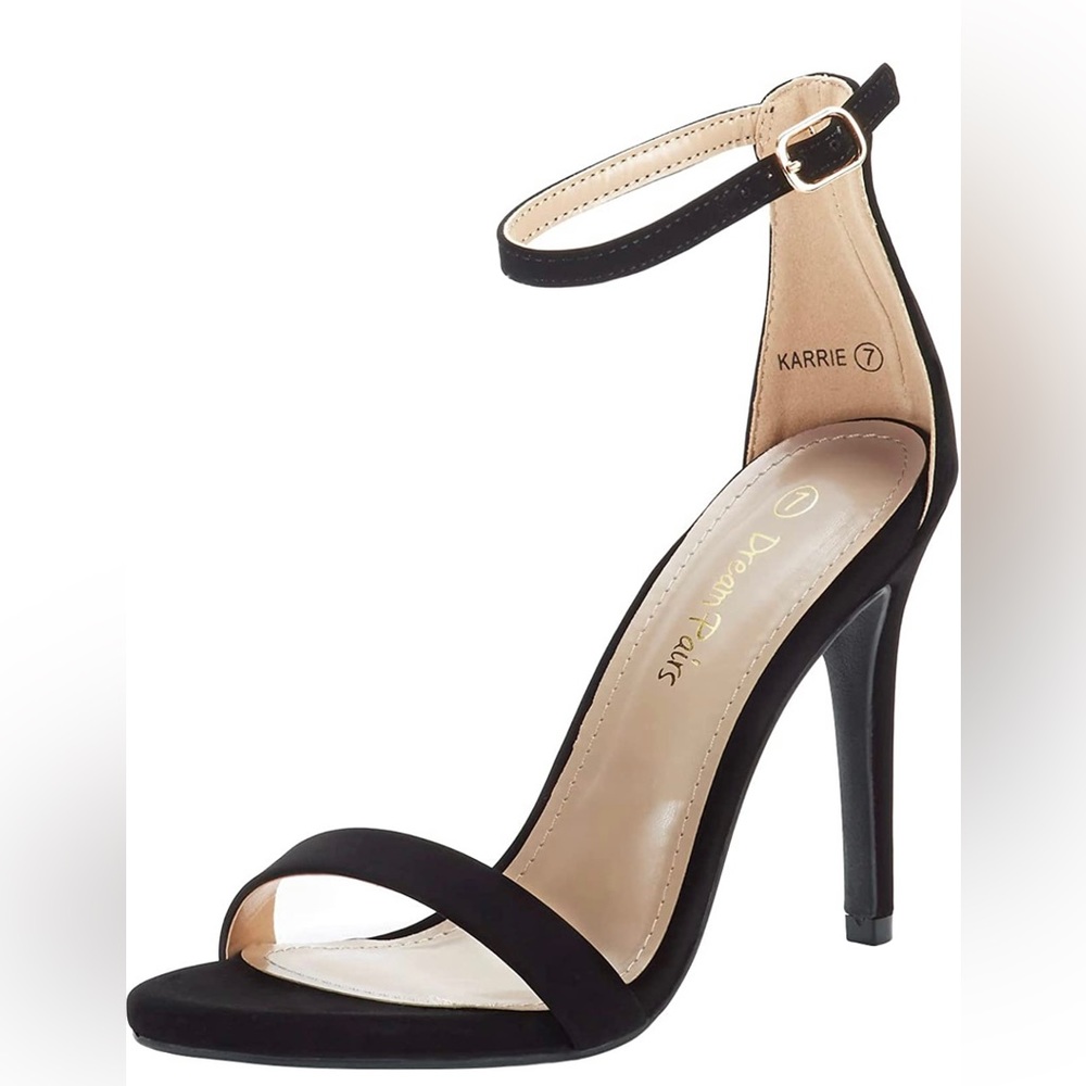 Black suede heels, size 6